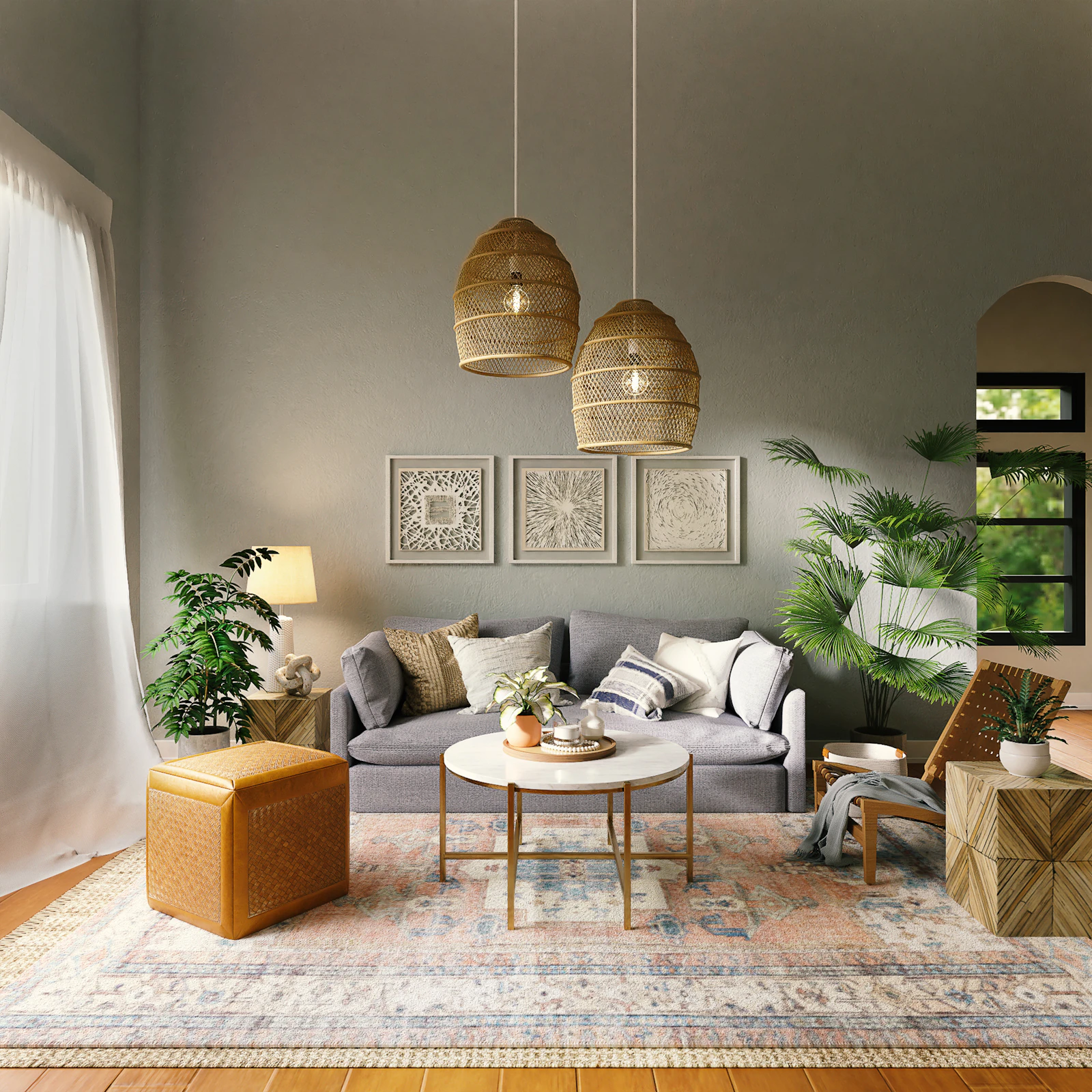 Design process boards and drawings at the Zamzam Decor studio